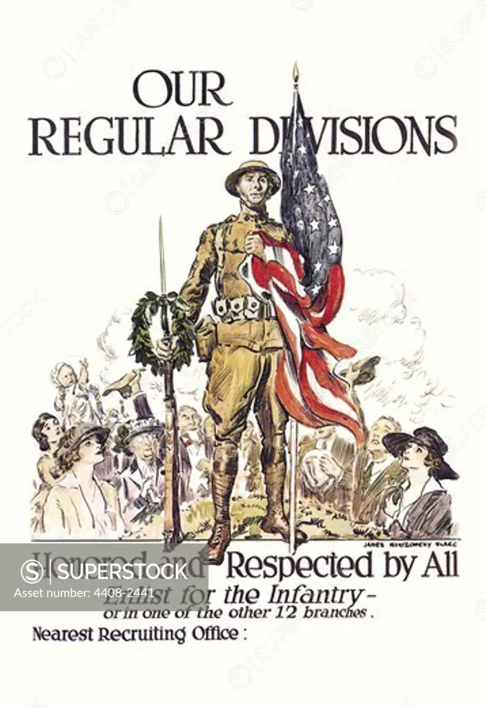 Our Regular Divisions - Enlist for the Infantry, World War I - Flagg & Christy