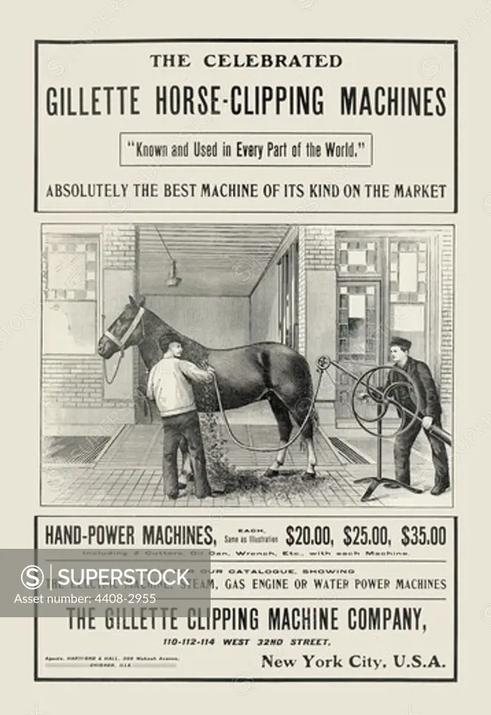 Celebrated Gillette Horse-Clipping Machines, Horses - Riding & Racing