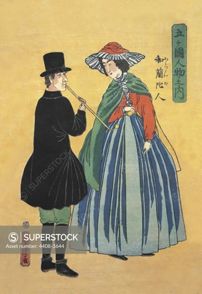 Dutch Couple, Japanese Prints - Yokohama Namban - Foreigners