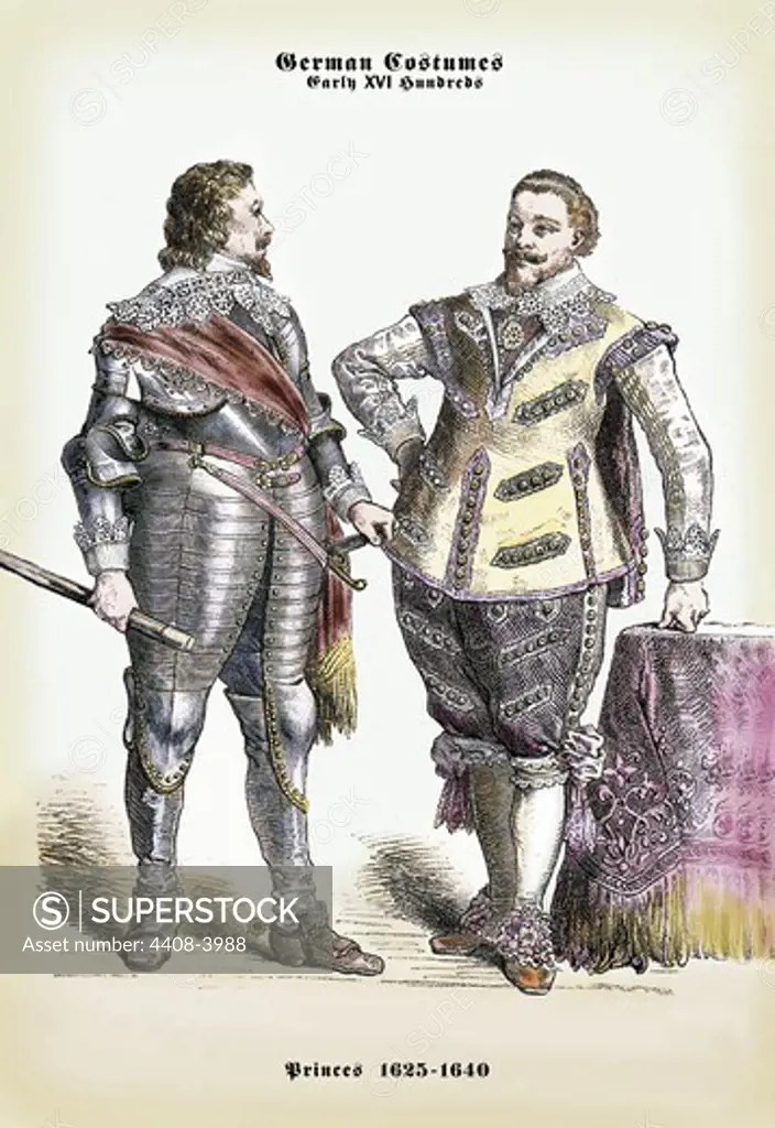 German Costumes: German Prince, Medieval Fashion - Racinet