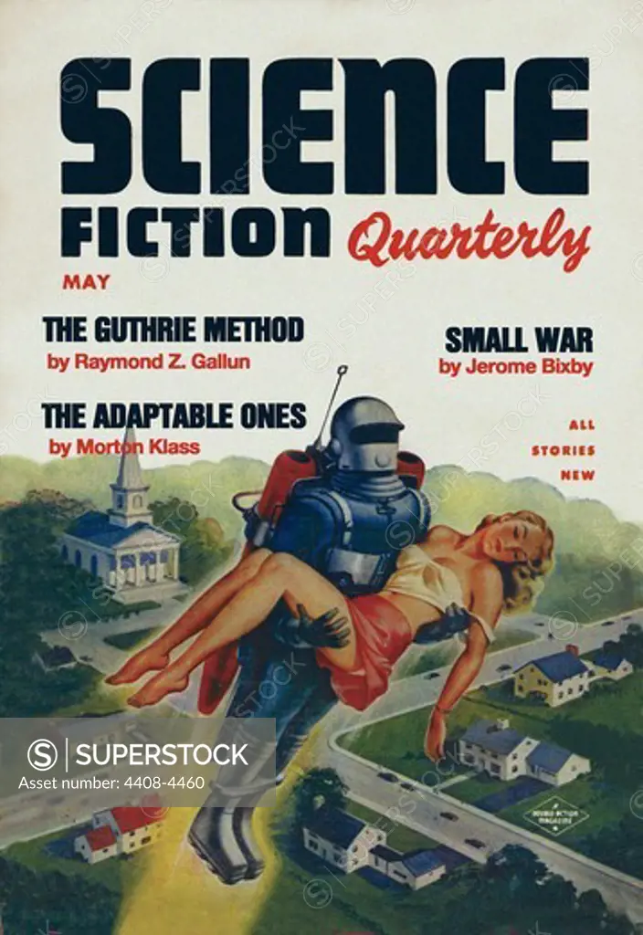 Science Fiction Quarterly: Rocket Man Kidnaps Woman, Pulp Magazine Covers