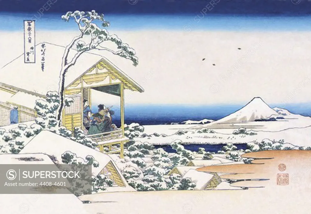 View of Mount Fuji in Winter, Japanese Prints - Hokusai