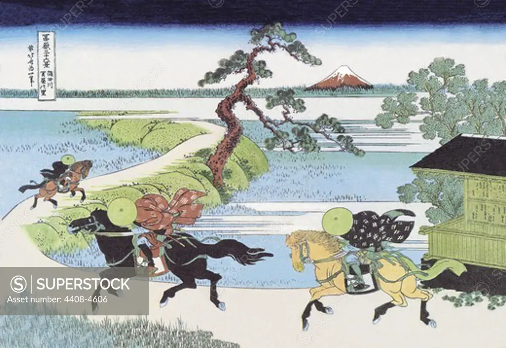 View of Mount Fuji from Horseback, Japanese Prints - Hokusai