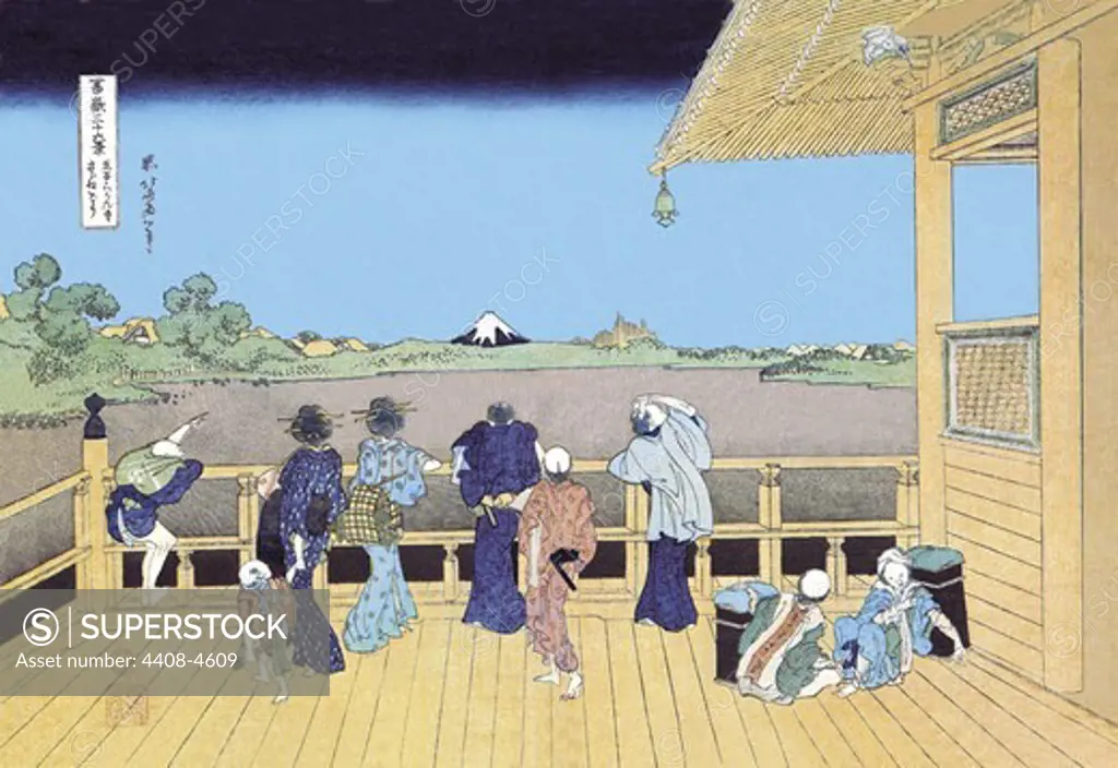 View of Mount Fuji from the Porch, Japanese Prints - Hokusai