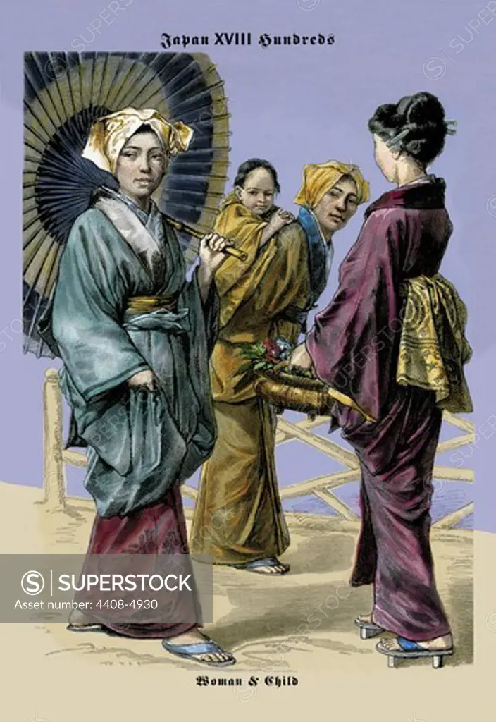 Japanese Women and Child, 19th Century, Exotic Costumes from Antiquity to 1800