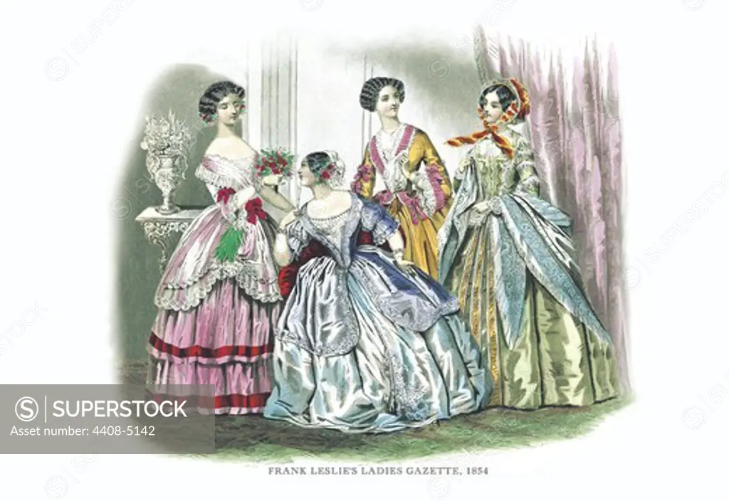 Frank Leslie's Ladies' Gazette, 1854 #4, Victorian Fashion