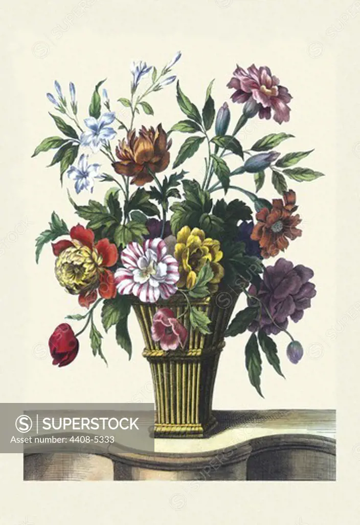 Vase on Table, Floral Boquet