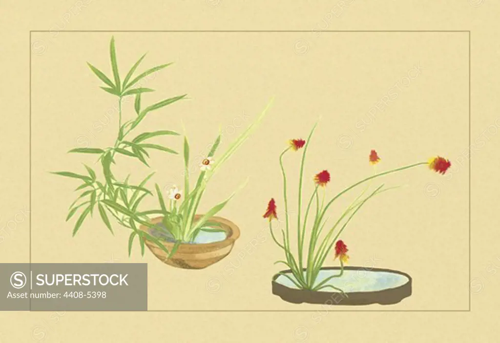 Bamboo, Narcissus, and Lily, Ikebana