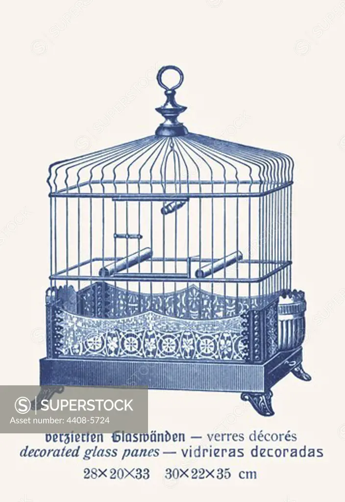 Ornate Blue Bird Cage B, Bird Cages