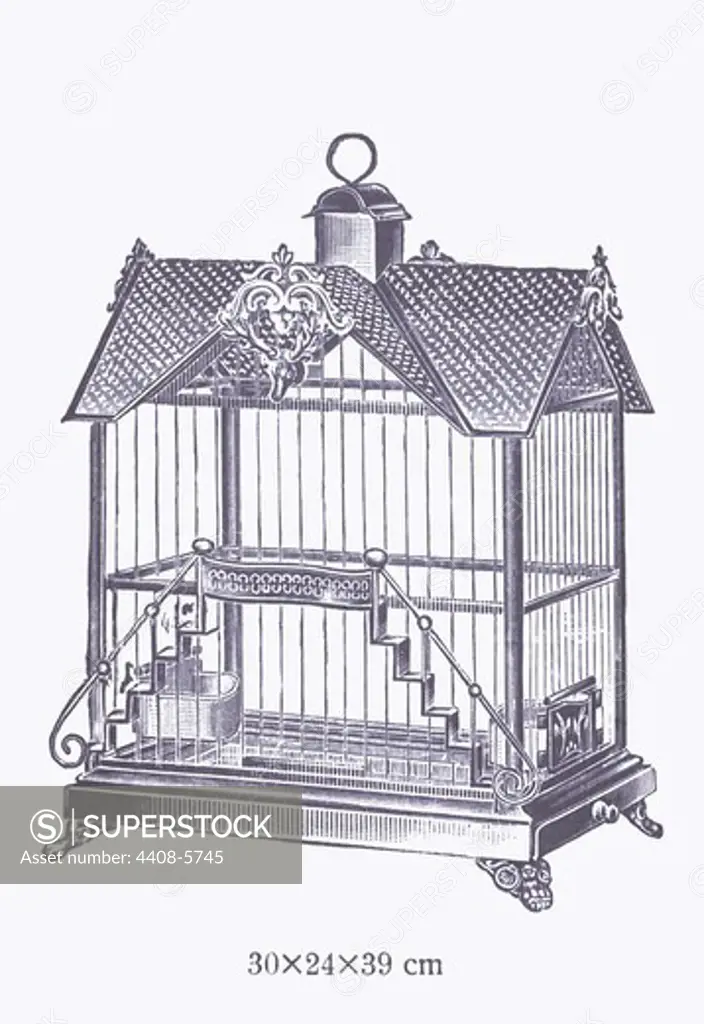 Ornate Blue Bird Cage I, Bird Cages