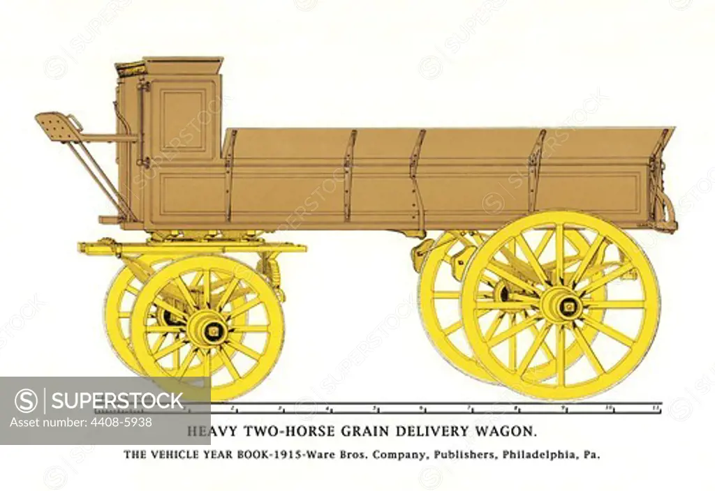Heary Two-Horse Grain Delivery Wagon, Cars - 1915