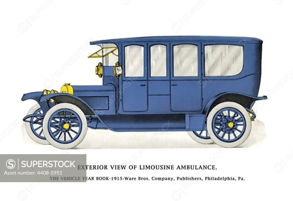 Exterior View of Limousine Ambulance, Cars - 1915