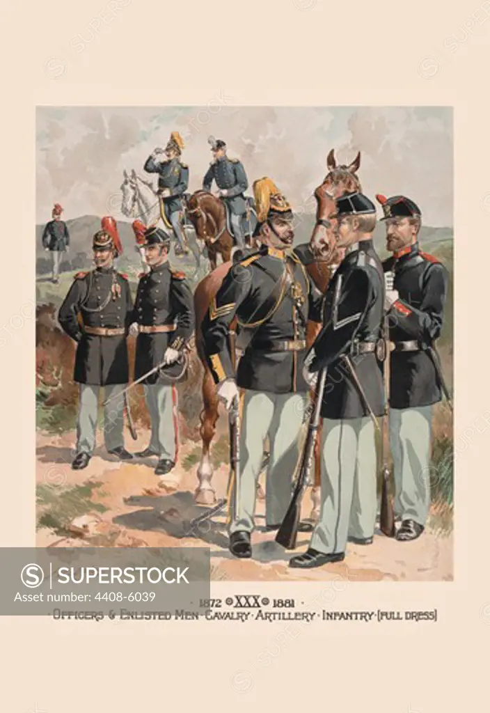 Officers & Enlisted Men, Cavalry, Artillery, Infantry (Full Dress), U.S. Army