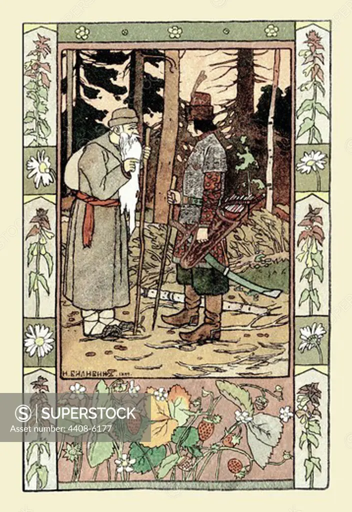 Old Man and Archer, Bilibin - Russian Tales
