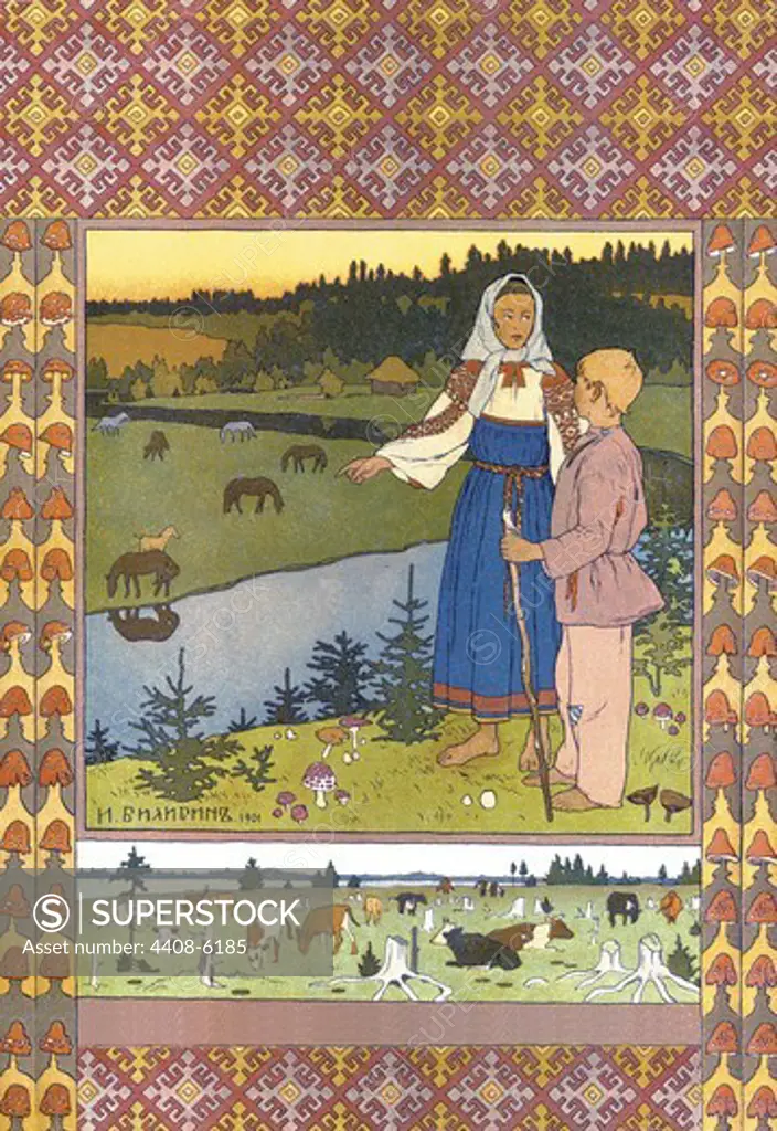 Shepherds, Bilibin - Russian Tales