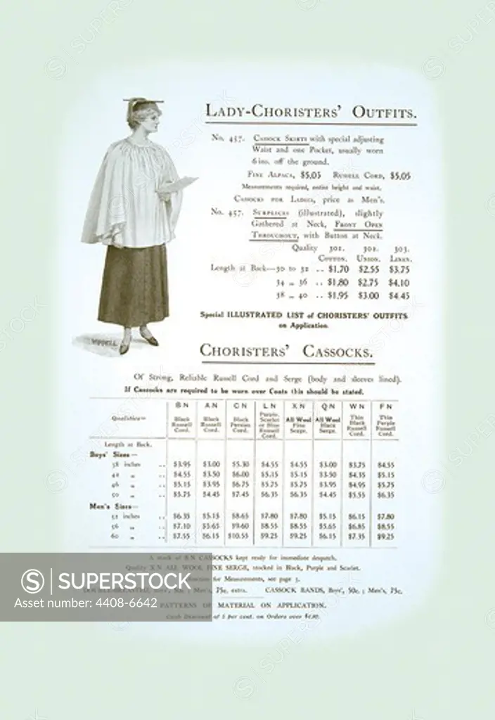 Lady-Choristers' Outfits, Clerical Vestments