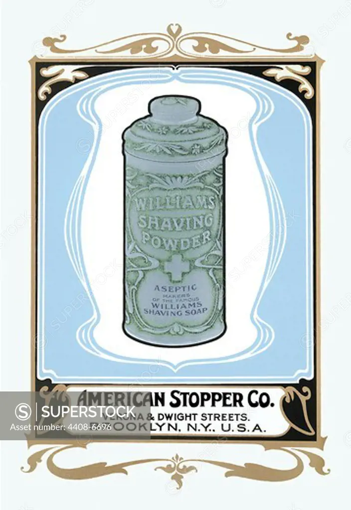 Williams Shaving Powder, Victorian Talcum Powder Tin Designs
