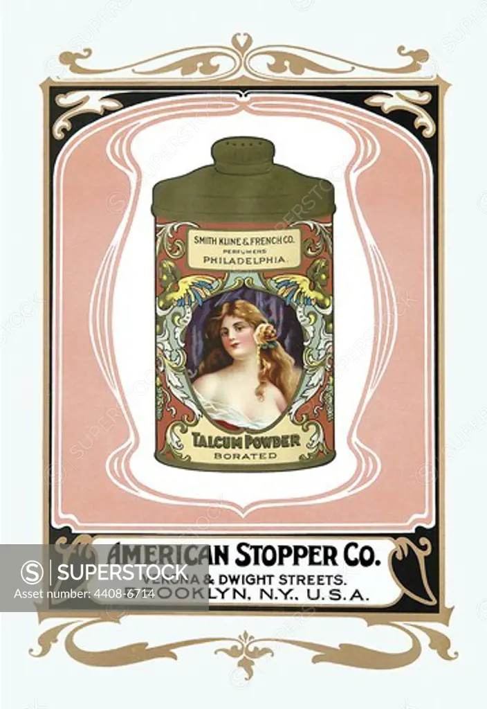 Philadelphia Talcum Powder, Victorian Talcum Powder Tin Designs