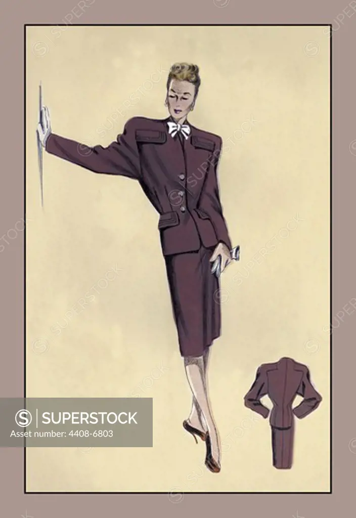 Smart Classic Suit With Raglan Sleeves, Tailored Women's Dresses - 1946