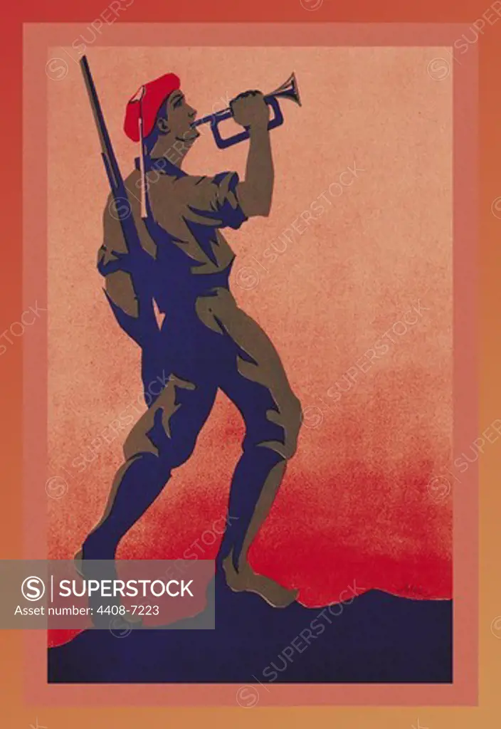 Spanish Soldier Blowing Horn, Recruiting Posters