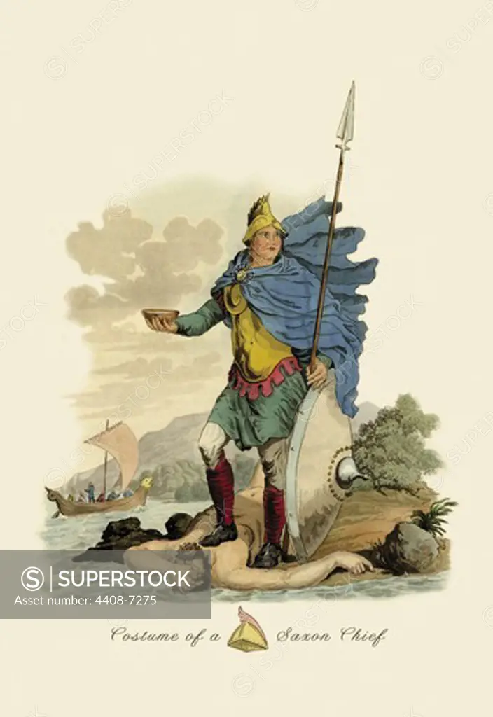 Costume of a Saxon Chief, Irish & British Life - Ancient