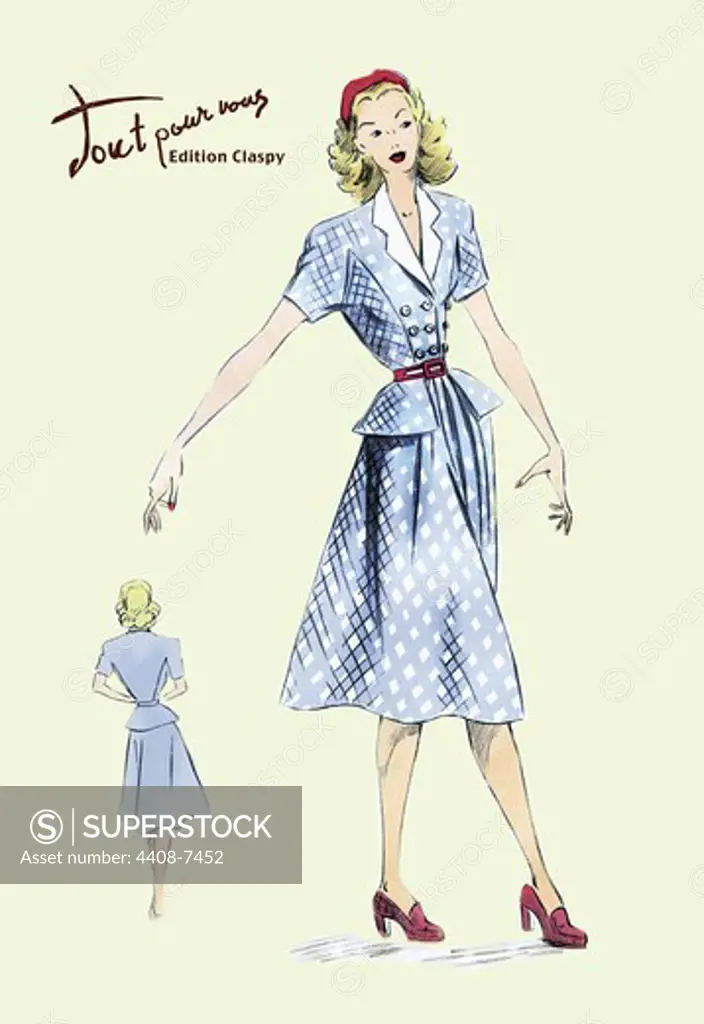 Daytime Dress in Plaid, Ladies Fashion - 1947
