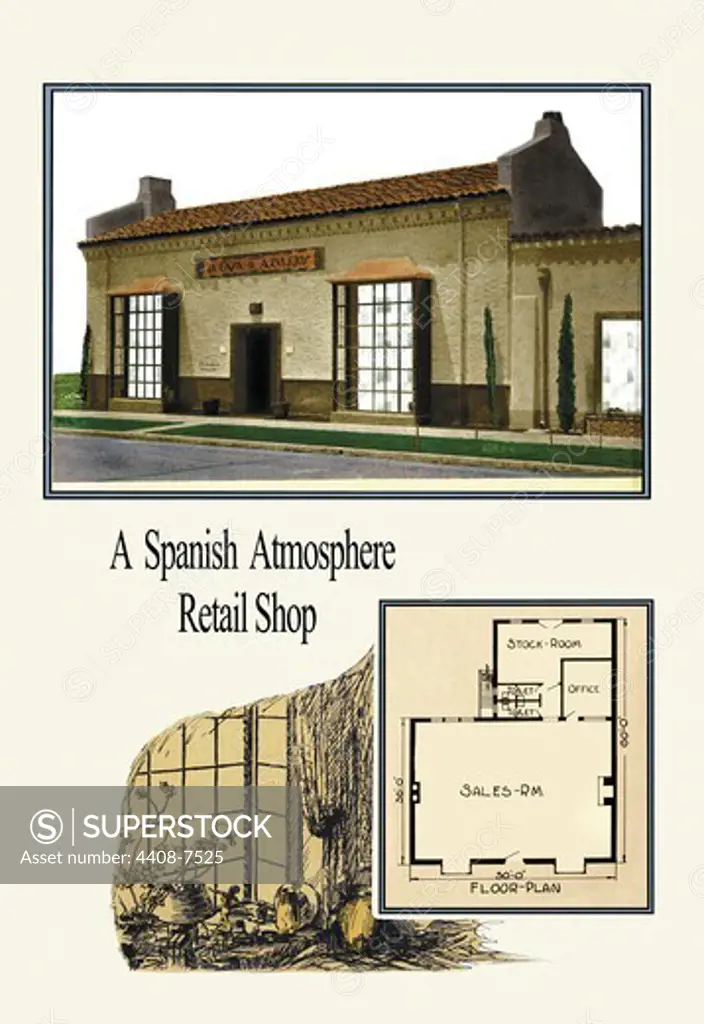 Spanish Atmosphere Retail Shop, Commercial & Apartment Buildings - USA