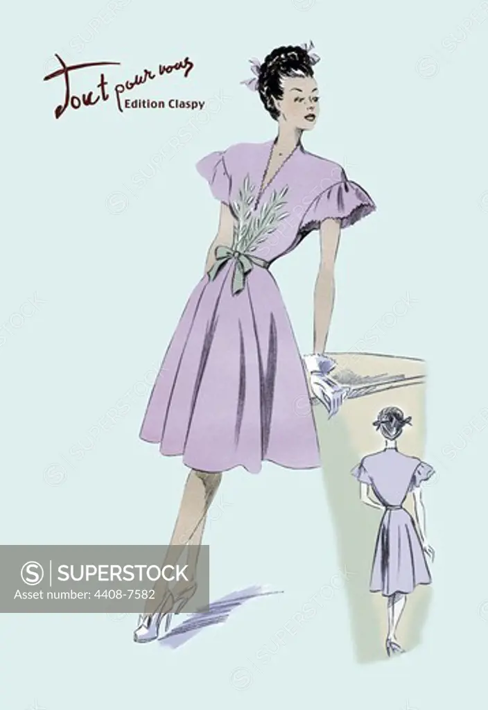 Dress with Frills, Ladies Fashion, French - 1947