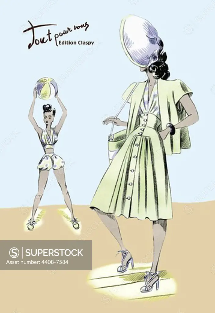Sundress and Bathing Suit, Ladies Fashion, French - 1947