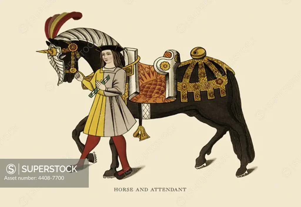 Horse and Attendant, Costume & Decorations of the Middle Ages