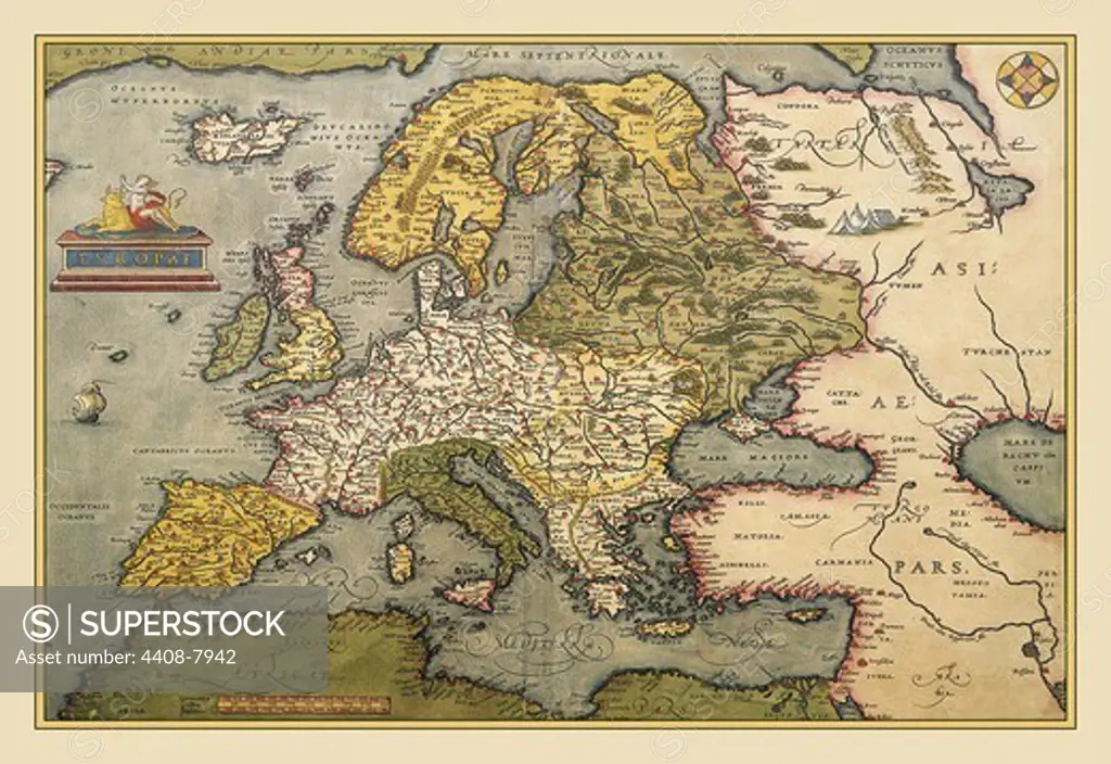 Map of Europe, Theatro D'el Orbe La Tierra - Ortelius