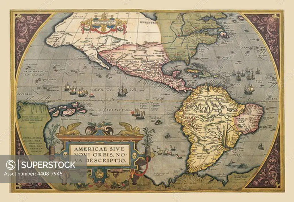 Map of The Americas, Theatro D'el Orbe La Tierra - Ortelius