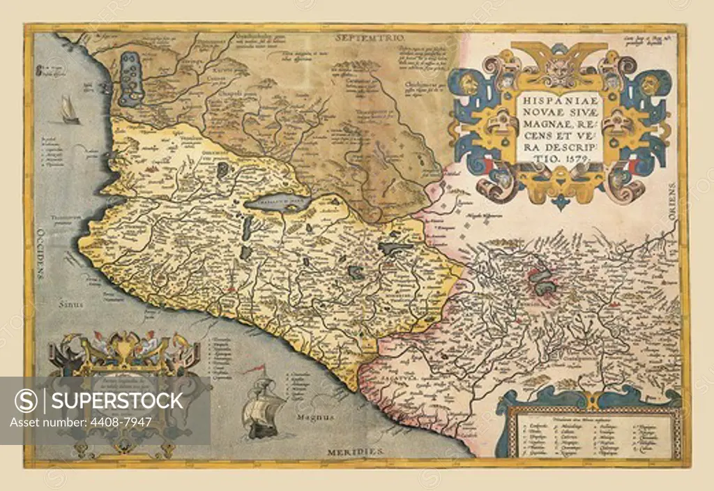 Map of South Western America and Mexico, Theatro D'el Orbe La Tierra - Ortelius
