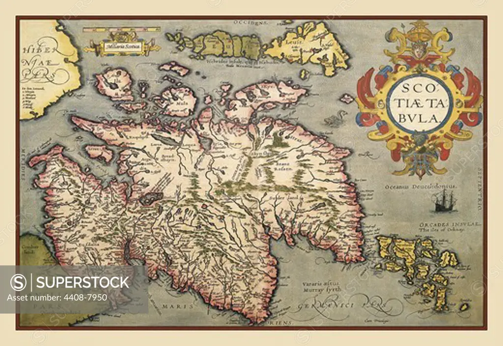 Map of Scotland, Theatro D'el Orbe La Tierra - Ortelius