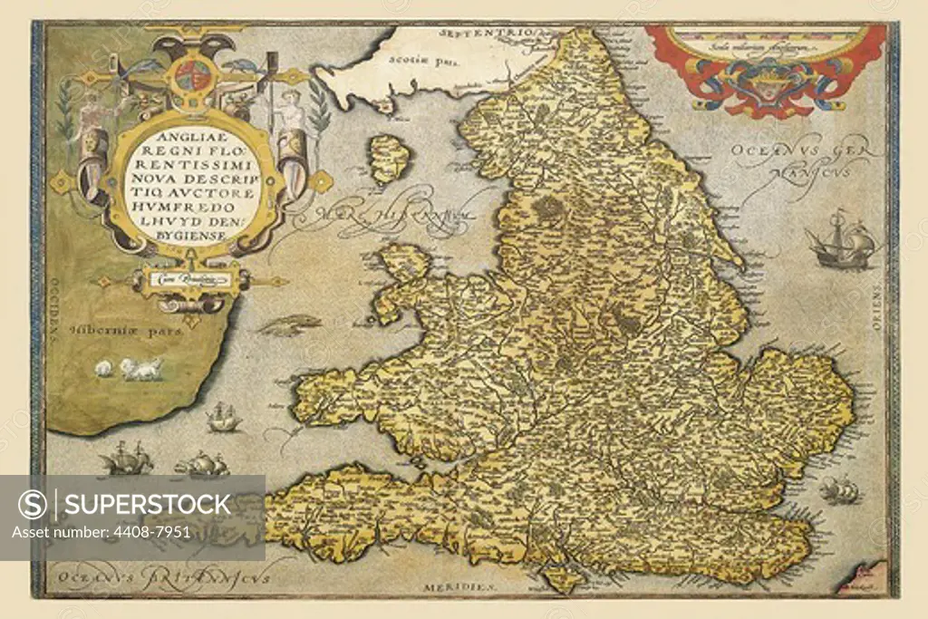 Map of England, Theatro D'el Orbe La Tierra - Ortelius