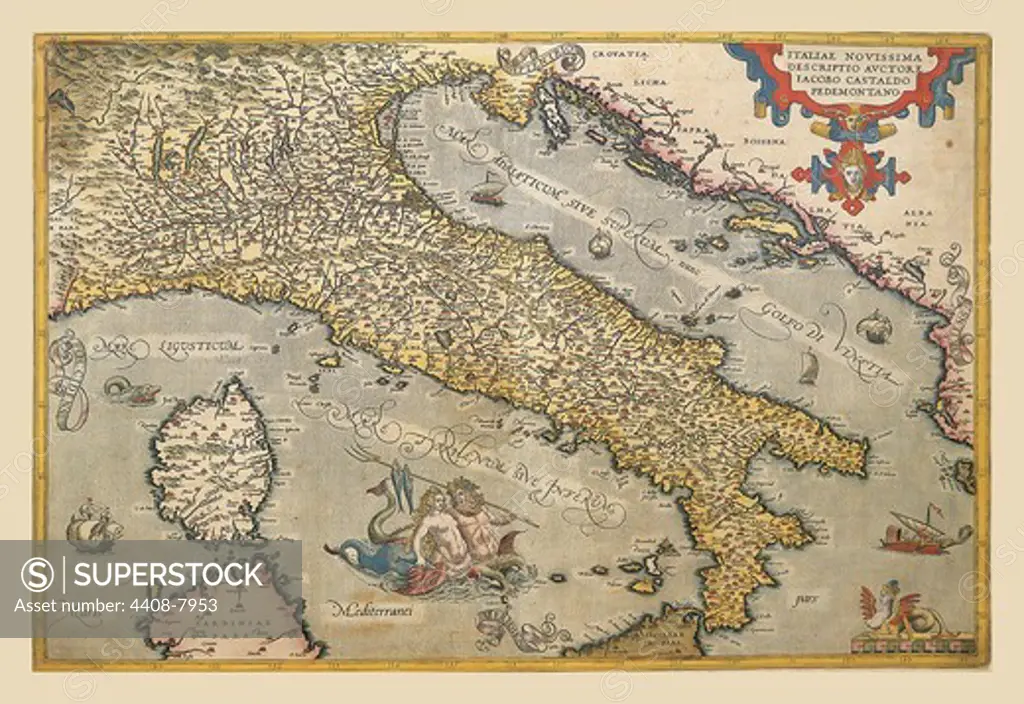 Map of Italy, Theatro D'el Orbe La Tierra - Ortelius