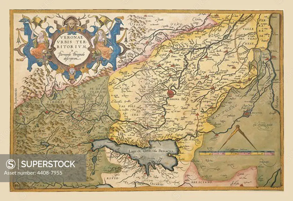 Map of Northeastern Italy - Verona, Theatro D'el Orbe La Tierra - Ortelius