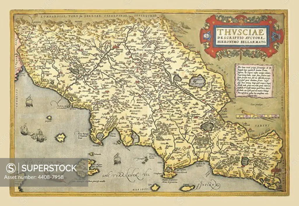 Map of Italian Coast above Rome, Theatro D'el Orbe La Tierra - Ortelius