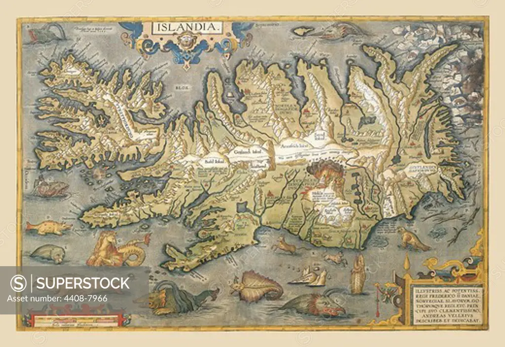Map of Iceland, Theatro D'el Orbe La Tierra - Ortelius
