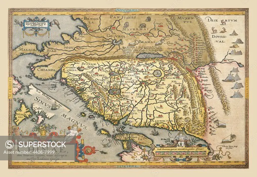 Map of Far East China, Theatro D'el Orbe La Tierra - Ortelius