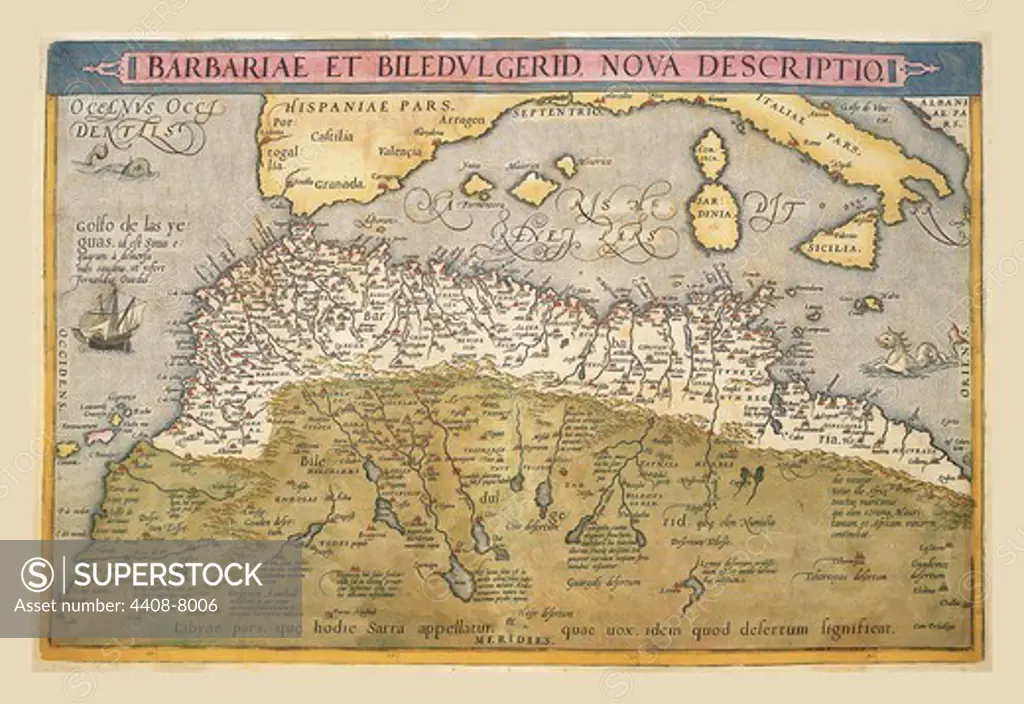 Map of Northern Africa, Theatro D'el Orbe La Tierra - Ortelius