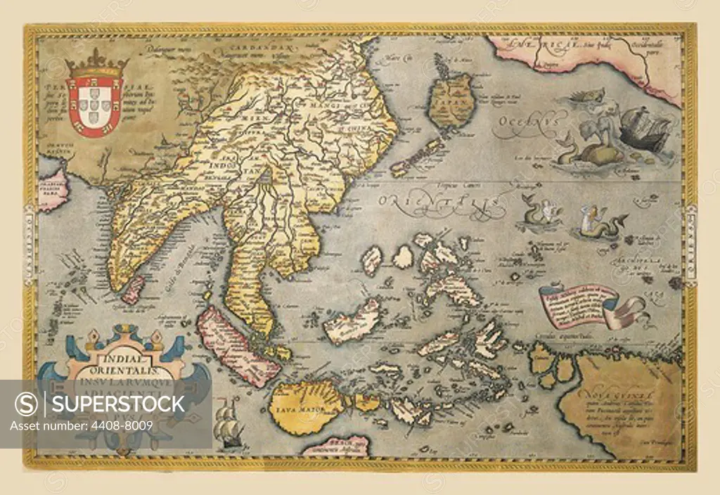 Map of South East Asia, Theatro D'el Orbe La Tierra - Ortelius