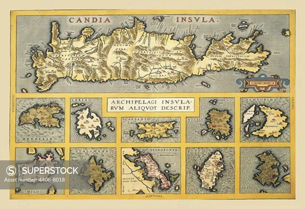 Maps of Mediterranean Islands, Theatro D'el Orbe La Tierra - Ortelius