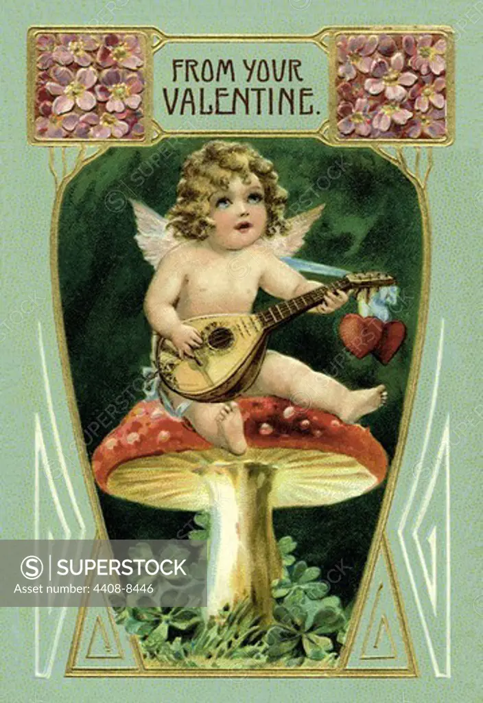Angel With Mandolin and Mushrooms, Valentine's Day