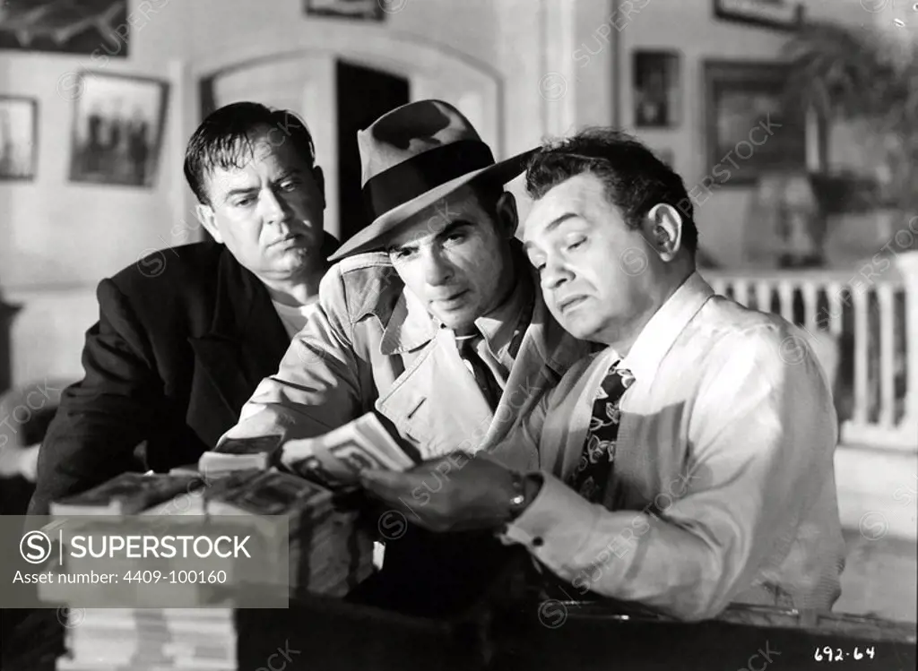 EDWARD G. ROBINSON, THOMAS GOMEZ and MARK LAWRENCE in KEY LARGO (1948), directed by JOHN HUSTON.