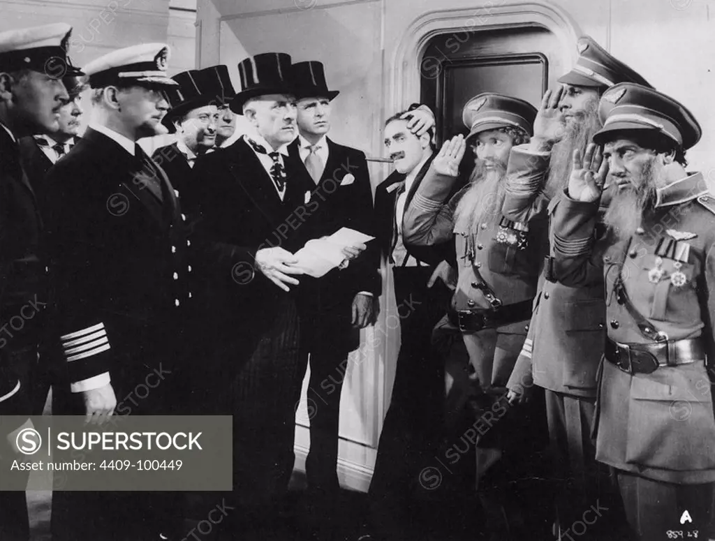 HARPO MARX, THE MARX BROTHERS, CHICO MARX and GROUCHO MARX in A NIGHT AT THE OPERA (1935), directed by SAM WOOD.
