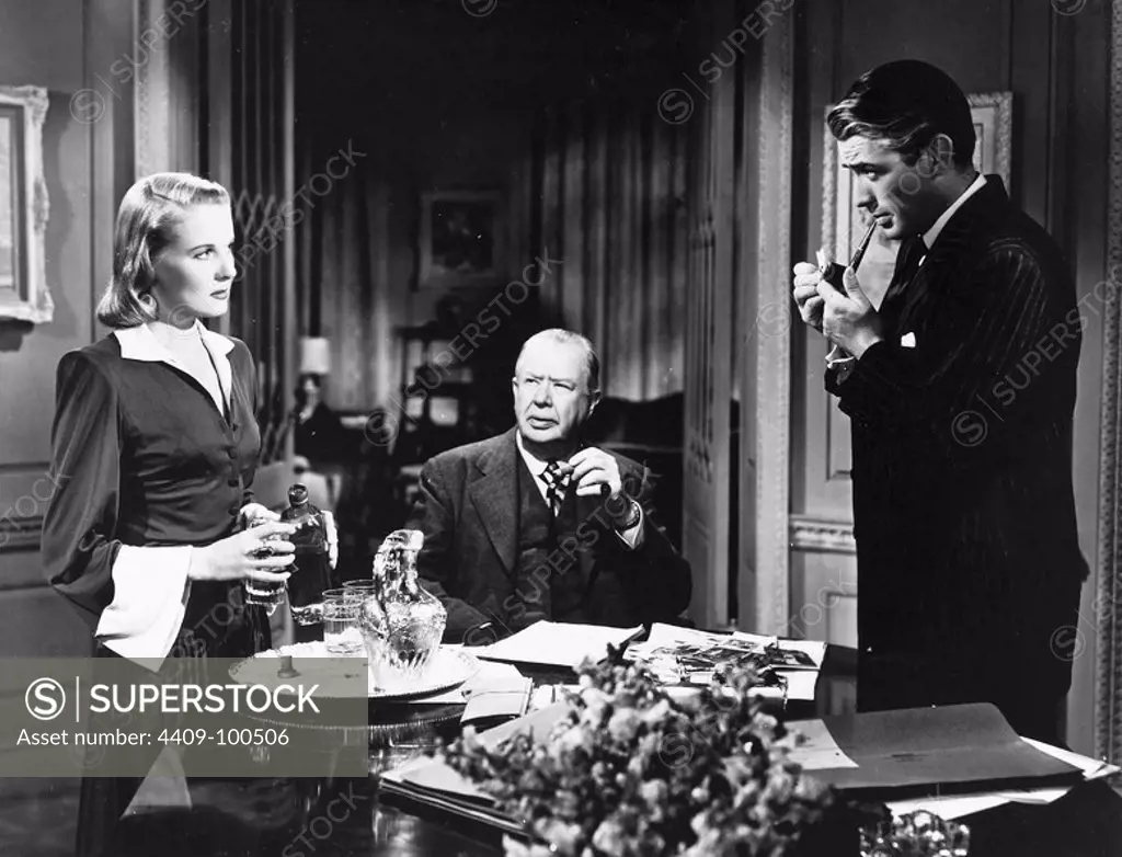 CHARLES COBURN, GREGORY PECK and ANN TODD in THE PARADINE CASE (1947), directed by ALFRED HITCHCOCK.