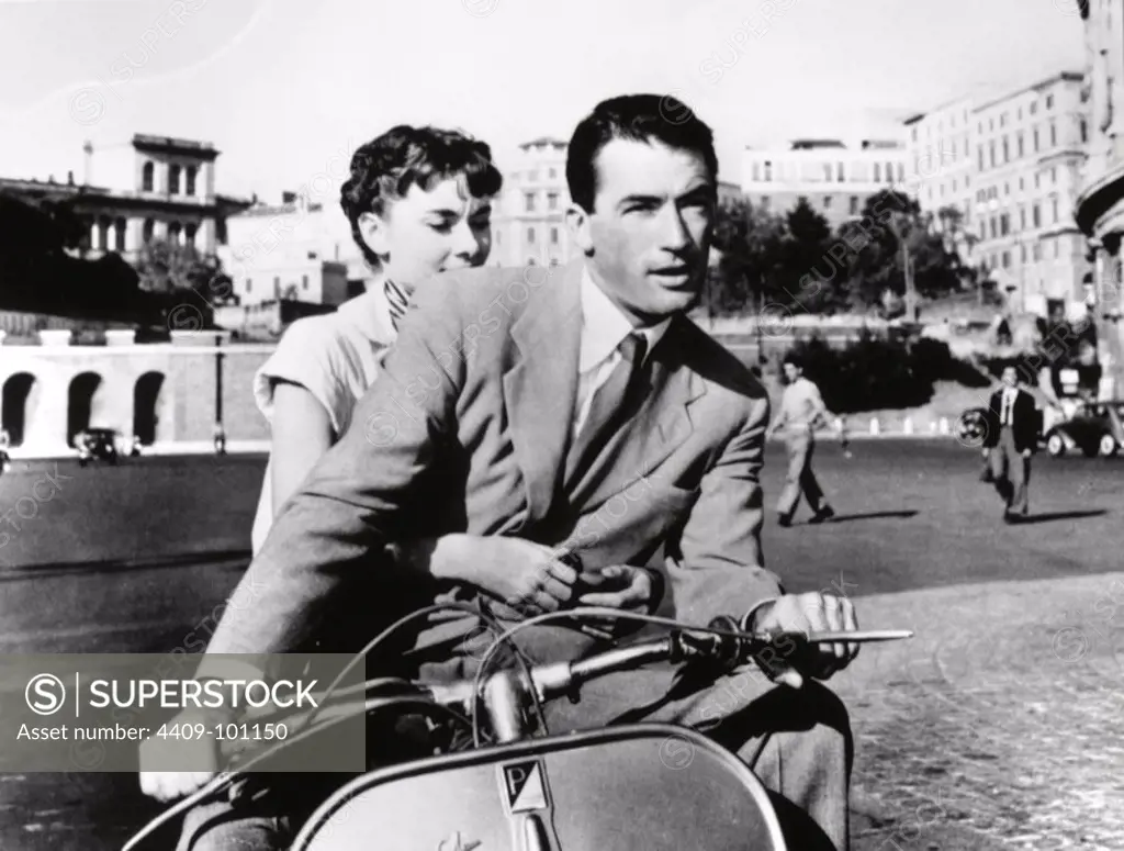 AUDREY HEPBURN and GREGORY PECK in ROMAN HOLIDAY (1953), directed by WILLIAM WYLER.