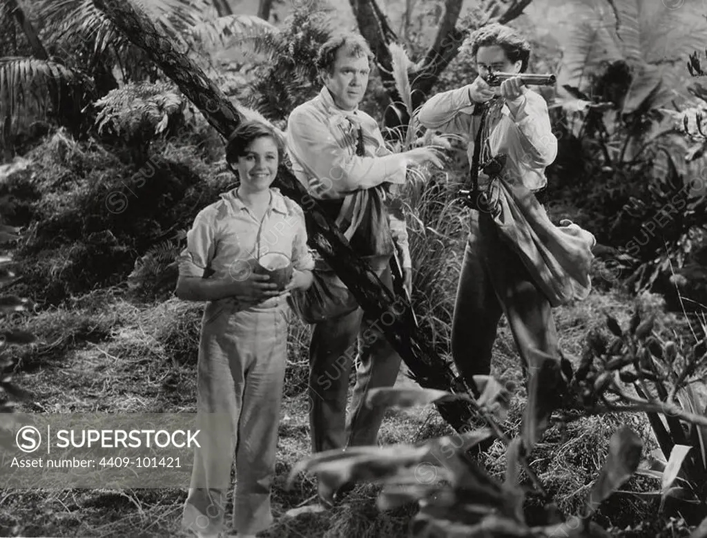 THOMAS MITCHELL and TIM HOLT in SWISS FAMILY ROBINSON (1940), directed by EDWARD LUDWIG.