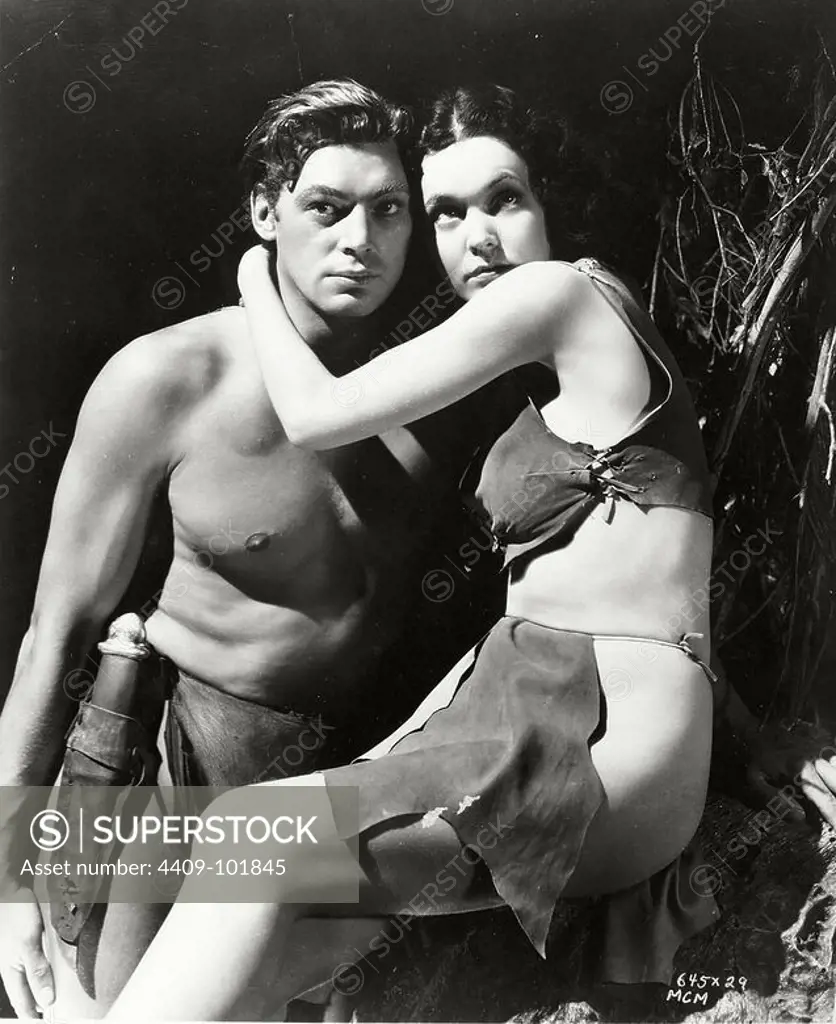 MAUREEN O'SULLIVAN and JOHNNY WEISSMULLER in TARZAN AND HIS MATE (1934), directed by CEDRIC GIBBONS.
